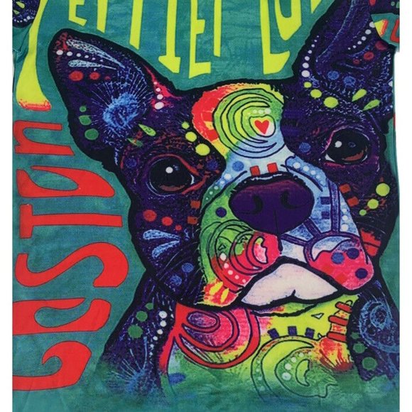 Unisex Adult New Light Fashion Short Sleeve T-Shirt L Boston Terrier Luv Graphic - Picture 4 of 4